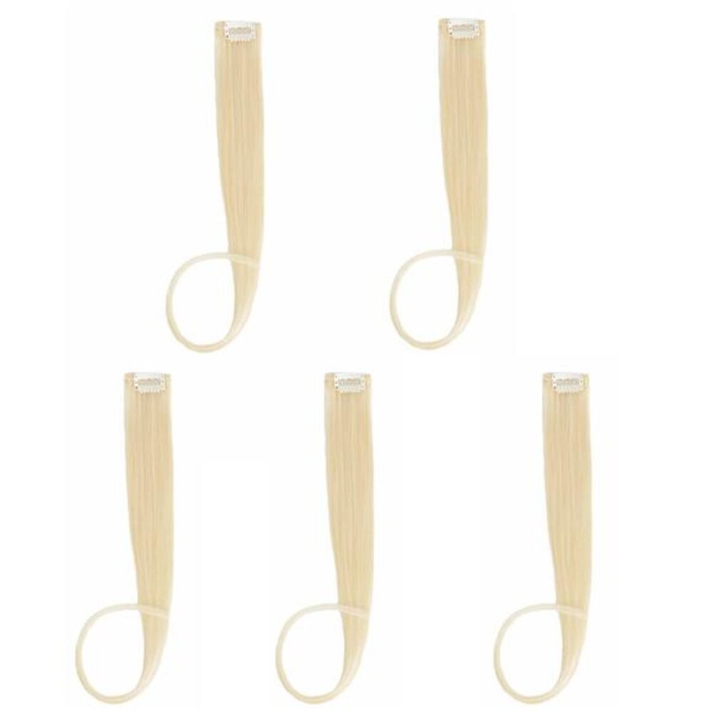 5pcs Bleach Blonde Clip in Hair Extensions 100% Human Hair 18 Inch Colored